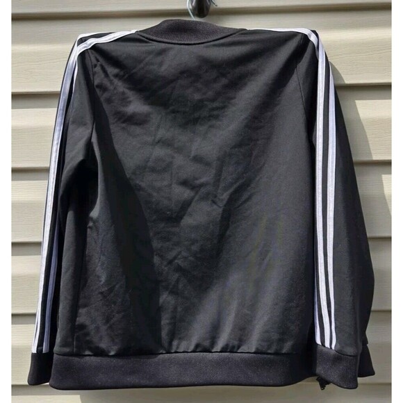 ADIDAS Girls XL 16 Black 3-Stripes Jacket Zip-up Tricot Track Gym Sports AP4472 - Picture 5 of 8